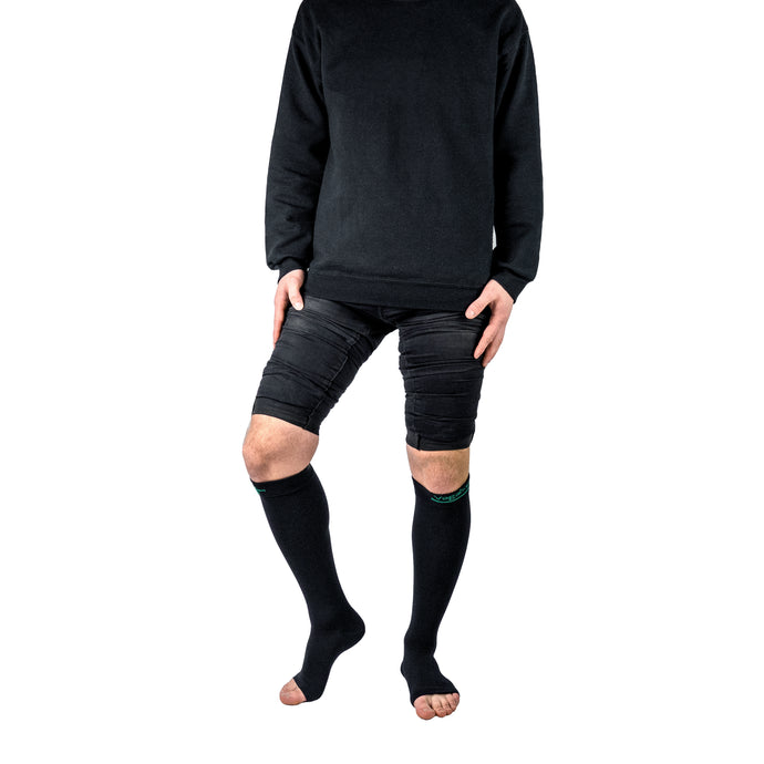 Vagabond XXL Wide Calf Graduated Compression SOCKS WITHOUT TOE-Black-In 2X and 3X sizes