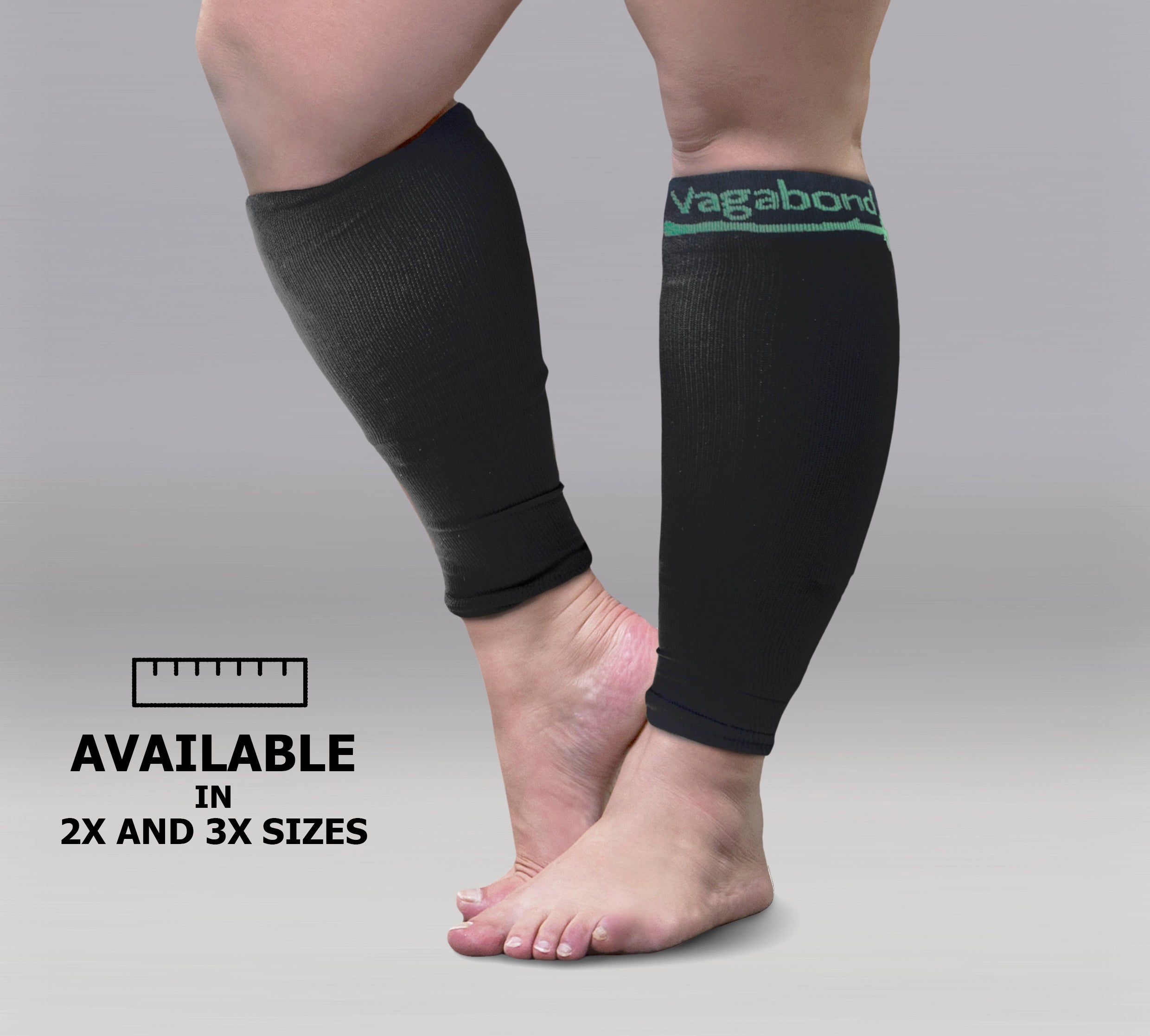 XXL Black Calf Compression Sleeve Pair Comfy Compression